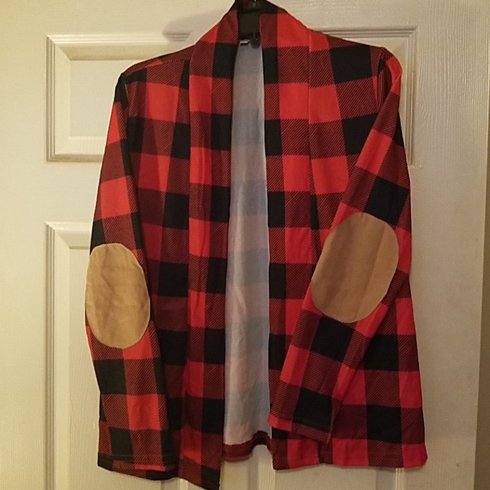 Buffalo plaid printed cardigan